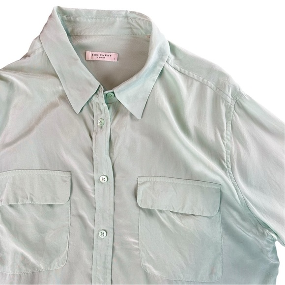 Equipment Femme Women’s Silk Long Sleeve Shirt In Jade Green Size Large - Picture 4 of 10